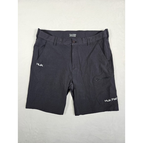 Huk Fishing Next Level Shorts Mens XXXL Black Cargo Performance Vented 11" - Picture 1 of 13